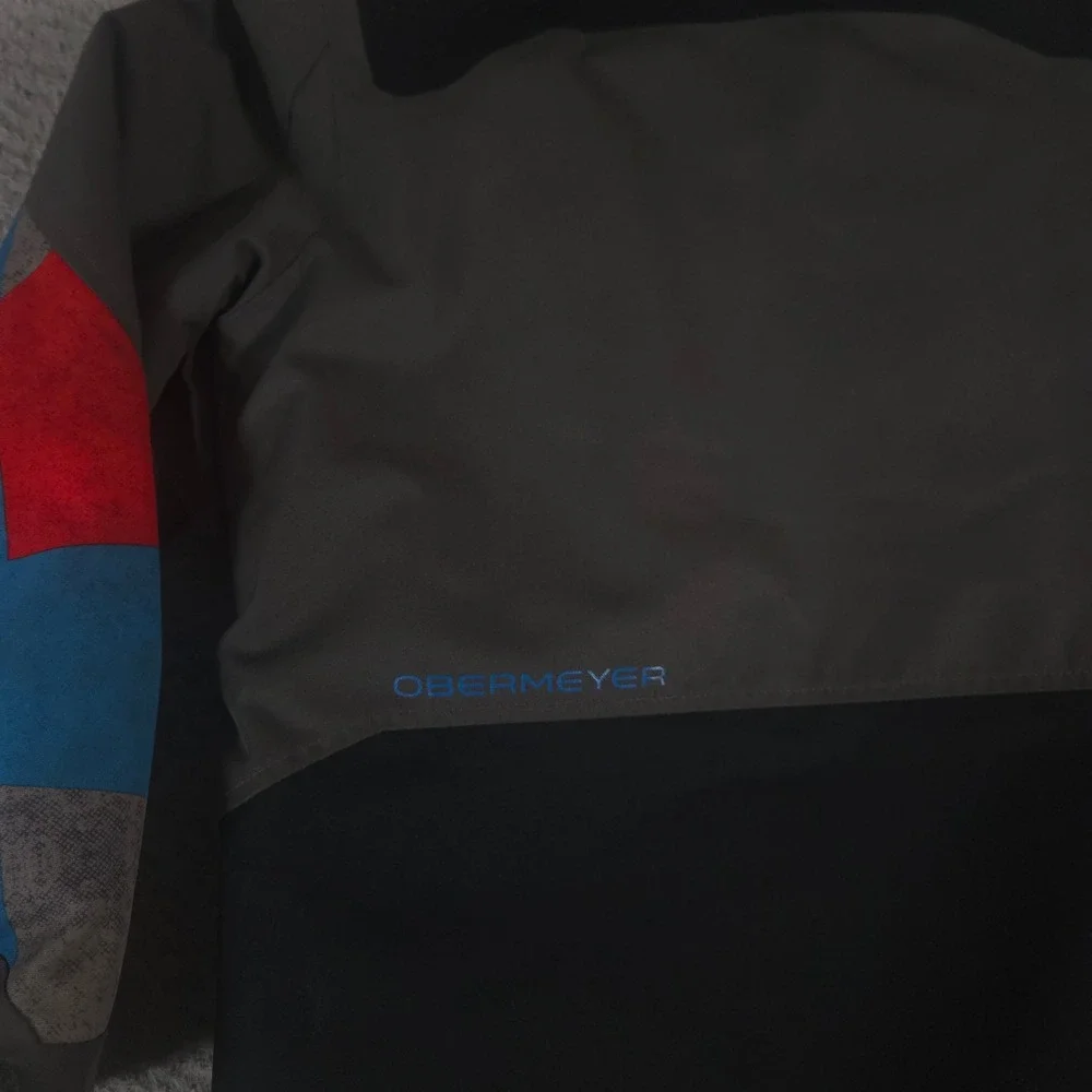 Obermeyer Jacket Boys XS 6-7 Multi Outland Colorblock Geometric Hooded Ski Coat